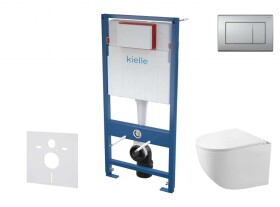 Kielle - Genesis Set předstěnové instalace, kompaktního klozetu Gaia, sedátka softclose a tlačítka Gemini III, matný chrom 30505SS56