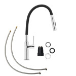Dřezová baterie SAT se silikonovým ramínkem černá/chrom SATBSD290C2F SATBSD290C2F