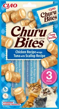 Churu Cat Bites kuře, tuňák a hřebenatky / Pamlsek pro kočky / 30 g (352087)