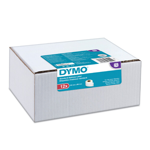 Dymo papírové štítky 89mm x 28mm, bílé, adresní, 12 x 130 ks, 2093091