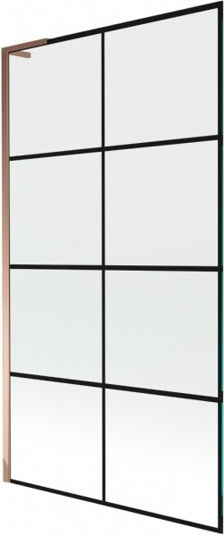 MEXEN/S - Next L vanová zástěna FIX 100 x 150, černá vzor, růžové zlato 895-100-000-03-77-60