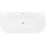 MEXEN/S - Oval Slim volně stojící vana nástěnná 170 x 80, bílá, sifon a přepad zlatá kartáčovaná 52661708000-55