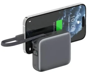 4smarts Pocket Dual Cord 10000mAh šedá / Powerbanka / 22,5 W / integrovaný kabel USB-C 15 cm / USB-A + USB-C (541625)