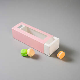 Cake star Krabička na makronky růžová 20,8x7,4x5,6 cm (na 6 kusů)