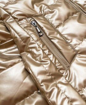 Lesklá zlatá prošívaná dámská bunda model 16149517 Golden 6&8 Fashion