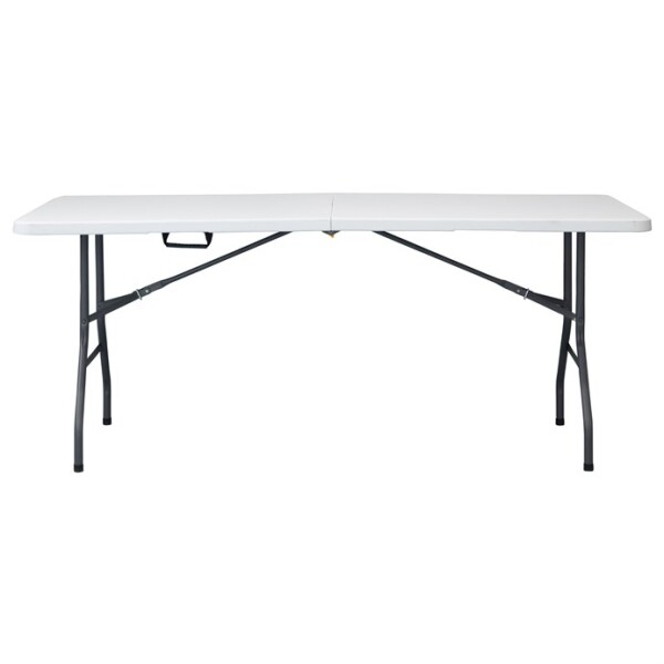 Stůl campingový bílý 180x70, skládací, s madlem pro snadné přenášení