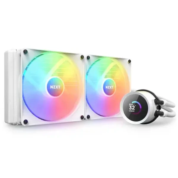 NZXT Kraken RGB 280 bílá / 2x 140mm / Fluid Dynamic Bearing / 34.48 dB @ 1500 RPM / 90.79 CFM / AMD + Intel (RL-KR280-W1)
