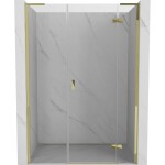 MEXEN/S - Mist-H L sprchové dveře křídlové pravé 155, transparent, zlatá 8A5L-155-001-50-00-P