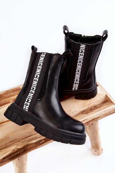 Dětské vysoké zateplené kozačky černé Kimmy 25