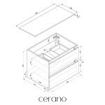 CERANO - Koupelnová skříňka Carole - betonově šedá + deska z lit. mramoru Elanys - 12 mm - bílá matná - 60x49,2x46 CER-8050BD85512