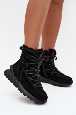 Semišové Zimní Boty Pro Ženy S Kožíškem Big Star SS274319 Černé 36