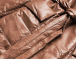 Hnědá oversize bunda z ekologické kůže (AG1-J9080) odstíny hnědé L (40)
