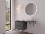 CERANO - Koupelnová skříňka Carole - antracitová + deska pod umyvadlo Navira Slim - 18 mm + konzole chrom - 120x49,8x46 CER-171592