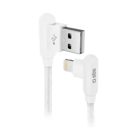 SBS kabel s kovovými konektormi 90° USB - Lightning 1m bílá (TECABLE90LIGK)