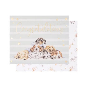 Přání k narození dítěte Wrendale Designs Little Paws - Štěňátka