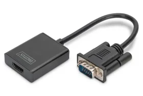 Digitus DA-70473 černá / Převodník VGA/audio na HDMI / Full HD 1080p/60Hz / 3,5mm audio / 15 cm (DA-70473)