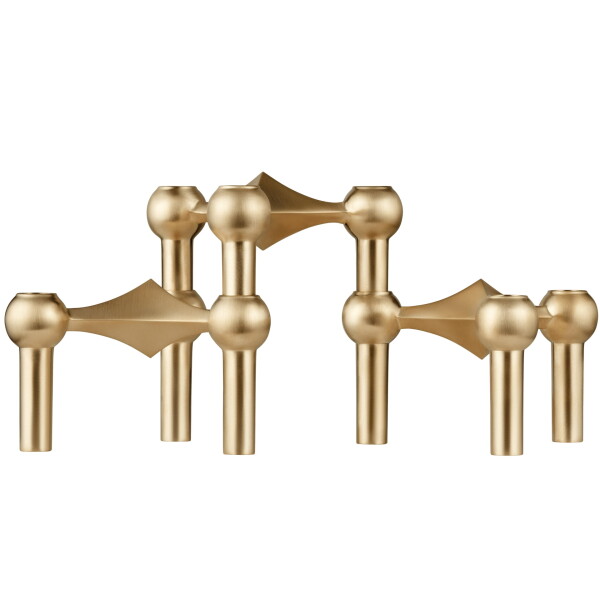 Stoff Nagel Designový svícen STOFF Nagel Brushed Brass – set 3 ks, zlatá barva, kov