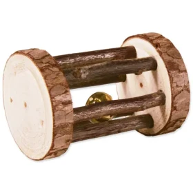 TRIXIE Hračka dřevěný váleček s rolničkou (G15-61654) / Pro hlodavce a králíky / o 5 × 7 cm (G15-61654)