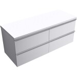 CERANO - Koupelnová skříňka Velora - bílá matná, úchytka chromová + deska pod umyvadlo Navira Pro - 36 mm - 140x56,6x46,5 CER-668534