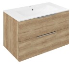SAPHO - SET koupelnová skříňka CIRASA 80cm s umyvadlem a LED zrcadlem, 2x zásuvka, dub alabama KSET-104