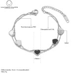 Ocelový náramek Celina - chirurgická ocel, srdce, Stříbrná 16 cm + 4 cm (prodloužení)