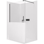 CERANO Sprchová zástěna Walk-in Onyx Half Round L/P - 8 mm - kulatá vzpěra - černá matná, transparentní sklo - 100x100 cm