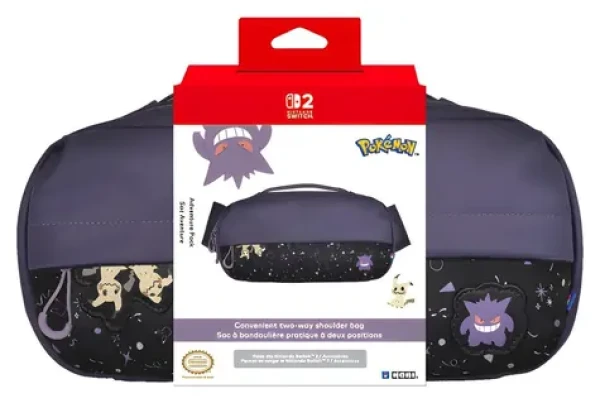 HORI Adventure Pack Gengar Mimikyu / Taška přes rameno pro Nintendo Switch 2 / Motiv Pokémon / Nastavitelný popruh