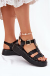 Dámské Sandály Na Platformě Se Zlatým Detalem Černé Fevire 40