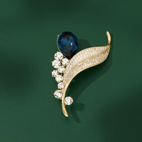 Luxusní brož Swarovski Elements Estafanie - květina, Modrá