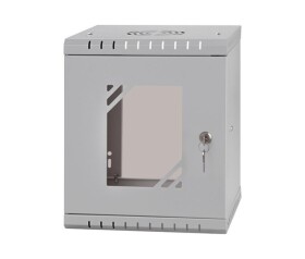 LEXI-Net 10" nástěnný rozvaděč Basic 6U 292x300, skleněné dveře, bez zad, svařovaný, šedý EDF_1232142
