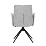 Židle jídelní, šedá látka, 360° vratný mechanismus, černý kov