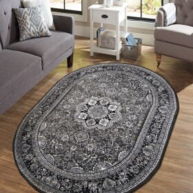 DumDekorace Exkluzivní oválný koberec v nadčasové šedé barvě