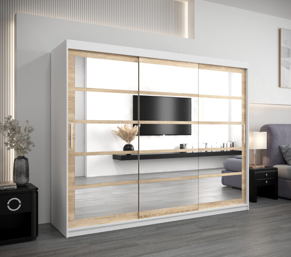 Šatní skříň Abi Ro2 Barva korpusu: Bílá, Rozměry: 250 cm, Dveře: Dub sonoma