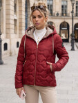 Dámská prošívaná přechodová bunda s kapucí, bordová, FashionStreet TY5885 L