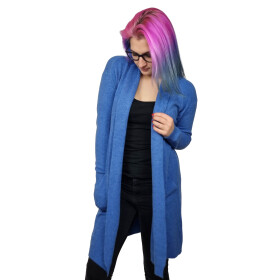 HOSH Dámský kardigan ve střední délce Velikost: UNI, Barva: Modrá