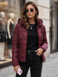 Dámská prošívaná bunda s kapucí, vínová, FashionStreet TY5859 L