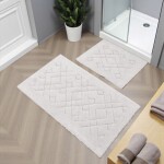 DumDekorace Sada bavlněných koupelnových koberců BOSTON 12 - krémová Šířka: 60 cm | Délka: 100 cm