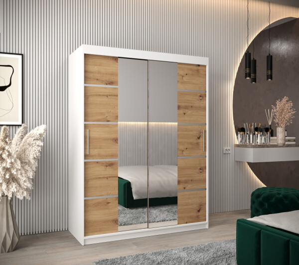 Šatní skříň Abi V4 Barva korpusu: Bílá, Rozměry: 150 cm, Dveře: Dub artisan