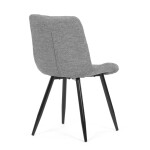 Židle jídelní, stříbrná látka, nohy černý kov