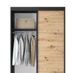Šatní skříň Esville II Barva korpusu: Černá, Rozměry: 120 cm, Dveře: Dub artisan + zrcadlo
