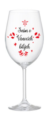 SNÍM O VÁNOCÍCH BÍLÝCH - čirá sklenice na víno 350 ml
