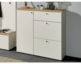 Úložná komoda/botník Lime 102 cm, béžový kašmír/dub evoke