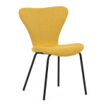 Židle jídelní, žlutá látka, nohy černý kov