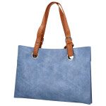 Trendy dámská koženková kabelka na rameno Valika, džínově modrá