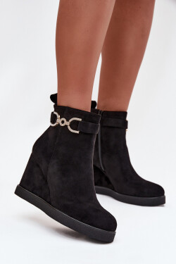 Dámské kotníkové boty na platformě s ozdobným detailem Černé Marivana 40