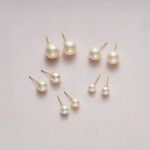 Náušnice s 8 mm bílou perlou Cinzia Gold - chirurgická ocel, Zlatá Bílá
