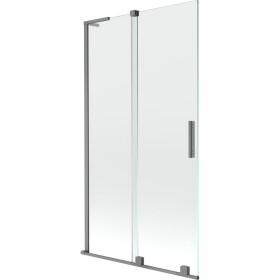 MEXEN/S - Velar L dvoukřídlá posuvná vanová zástěna 100 x 150, transparent, grafit metal 896-100-003-01-95