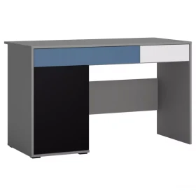 Psací stůl Laser LASB01B 1D2S šedá platina/černá perla/bílý alpský/modrá