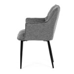 Židle jídelní, šedá vodoodpudivá látka, černý matný lak, kovové nohy