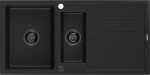 Andres granitový dřez 1.5 odkapávačem 1000 500 mm černý, černý, sifon 6515101510-77-B